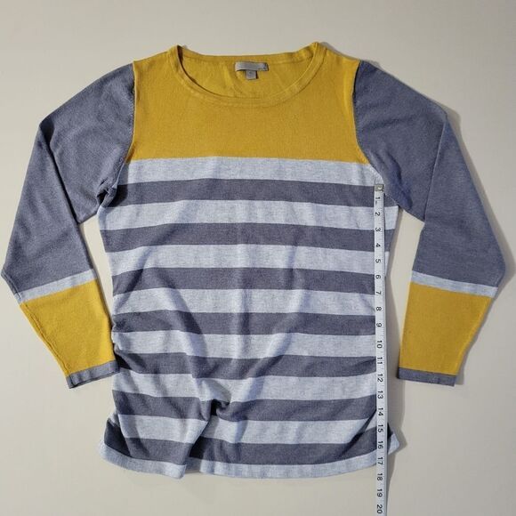 Nordstrom's One A Charcoal Gray Stripe and Gold Colorblock Pullover Sweater - Picture 5 of 11